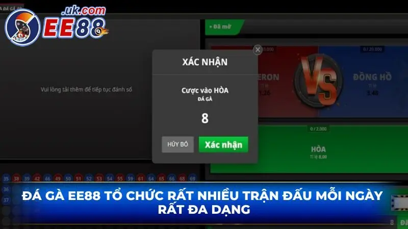 Đá gà EE88 tổ chức rất nhiều trận đấu mỗi ngày rất đa dạng