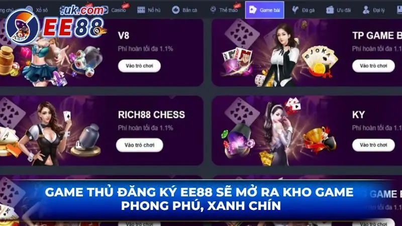 Game thủ đăng ký EE88 sẽ mở ra kho game phong phú, xanh chín