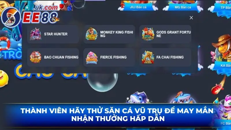 Thành viên hãy thử săn cá vũ trụ để may mắn nhận thưởng hấp dẫn