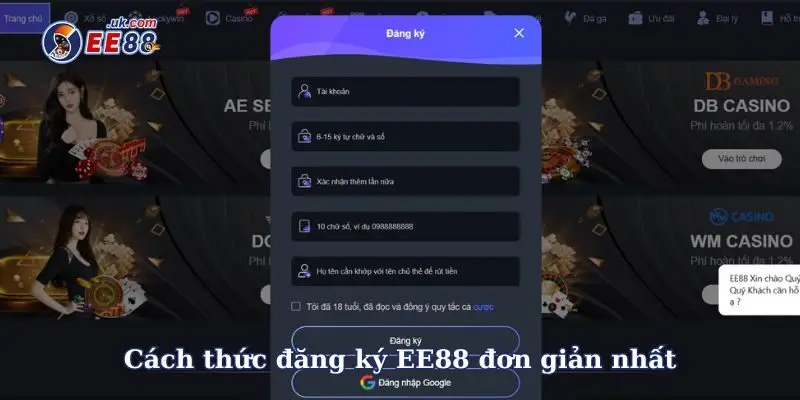Cách thức đăng ký EE88 đơn giản nhất